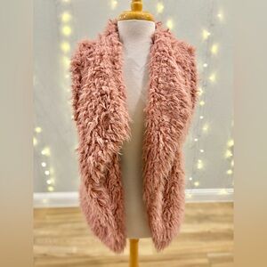 Pink/Mauve Shag Fur Fuzzy Open Vest